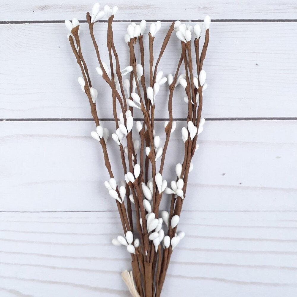 Rustic Floral Pick White Berries Wired B1 - Picture 2 of 2